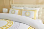 Premium Microfibre Geometric Duvet Cover Set - White