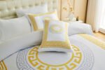 Premium Microfibre Geometric Duvet Cover Set - White