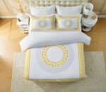 Premium Microfibre Geometric Duvet Cover Set - White