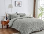 Luxury Designer Embossed Duvet Cover Set - Grey