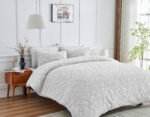 Luxury Designer Embossed Duvet Cover Set - White