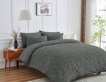 Luxury Designer Embossed Duvet Cover Set - Charcoal