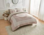 Premium Microfibre Geometric Duvet Cover Set - Mink