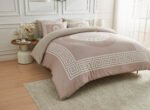 Premium Microfibre Geometric Duvet Cover Set - Mink
