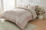 Premium Microfibre Geometric Duvet Cover Set - Mink