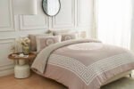 Premium Microfibre Geometric Duvet Cover Set - Mink