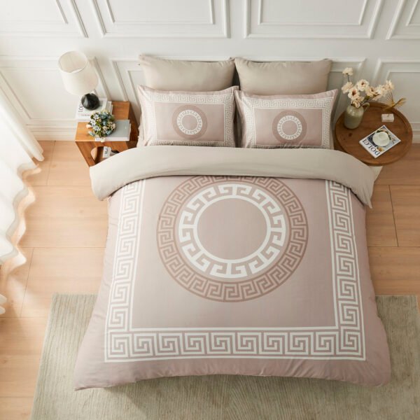 Premium Geometric Duvet Cover Set - Mink
