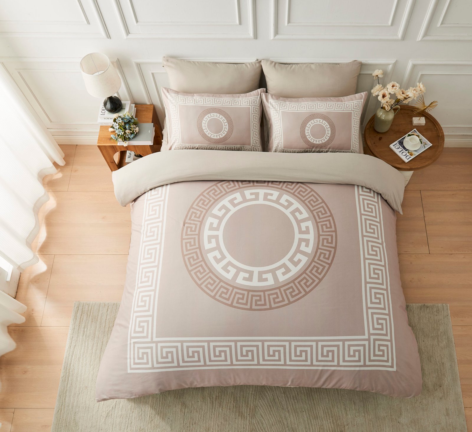 7.203493 Premium Geometric Duvet Cover Set - Mink