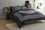 Premium Microfibre Geometric Duvet Cover Set - Charcoal
