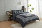 Premium Microfibre Geometric Duvet Cover Set - Charcoal
