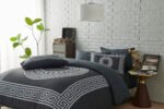 Premium Microfibre Geometric Duvet Cover Set - Charcoal