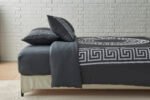 Premium Microfibre Geometric Duvet Cover Set - Charcoal