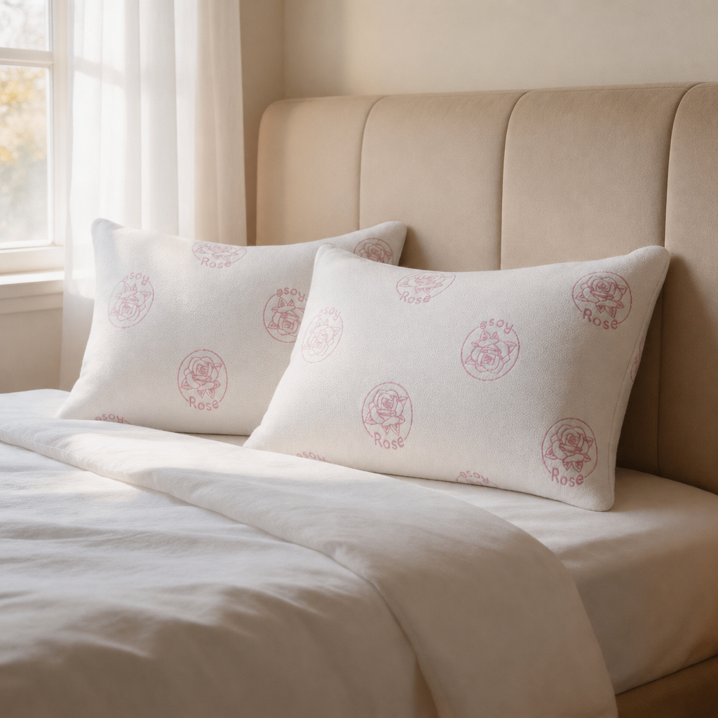 7 2 Pack Premium Rose Memory Foam Pillows – Pink