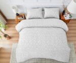 Luxury Designer Embossed Duvet Cover Set - White