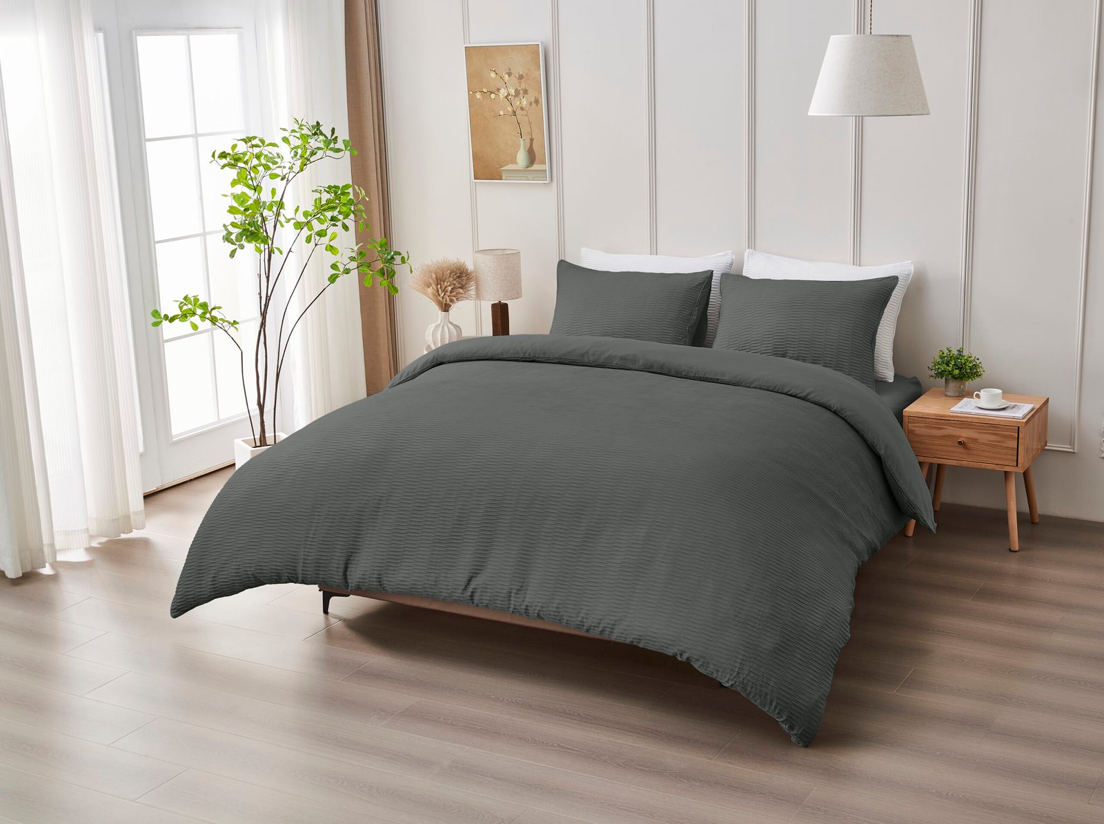 9 Elegant Everyday Comfort Duvet Cover Set - Charcoal
