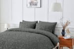Luxury Designer Embossed Duvet Cover Set - Charcoal