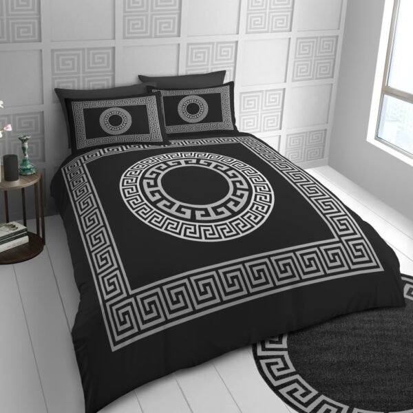 Premium Geometric Duvet Cover Set - Black