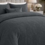 Luxury Linked Pattern Duvet Cover Set - Charcoal