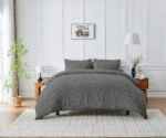 Luxury Designer Embossed Duvet Cover Set - Charcoal