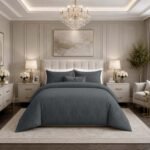 Luxury Linked Pattern Duvet Cover Set - Charcoal