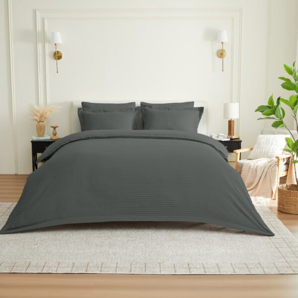 Elegant Classic Weave Duvet Cover Set – White