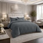 Luxury Linked Pattern Duvet Cover Set - Charcoal