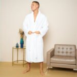 Luxury Flannel Shawl Collar Bathrobe – White