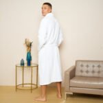 Luxury Flannel Shawl Collar Bathrobe – White