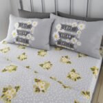 Premium Microfibre Daisy Duvet Cover Set - Grey