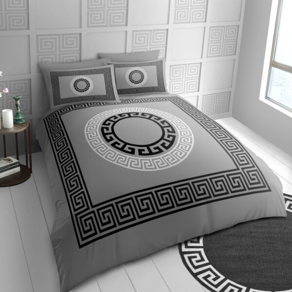 Premium Geometric Duvet Cover Set - Grey