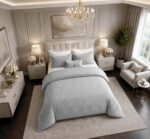 Luxury Linked Pattern Duvet Cover Set - Grey