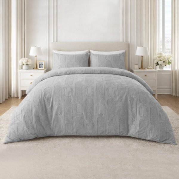Luxury Linked Pattern Duvet Cover Set - Grey