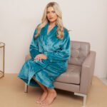 Luxury Flannel Shawl Collar Bathrobe – Teal