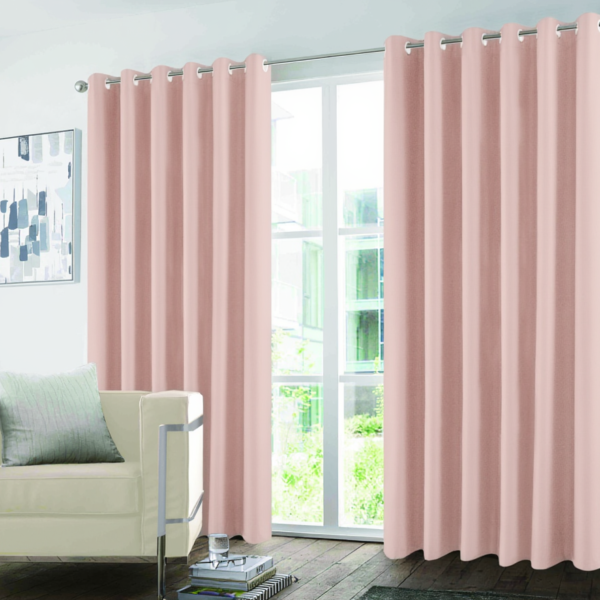 Premium Microfibre Plain Blackout Curtains - Blush Pink