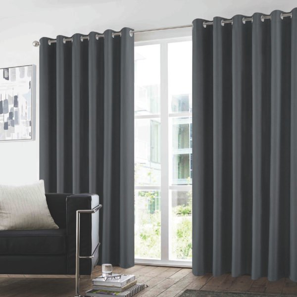 Premium Plain Blackout Curtains - Charcoal