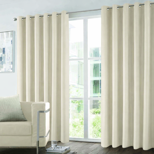 Premium Microfibre Plain Blackout Curtains - Cream