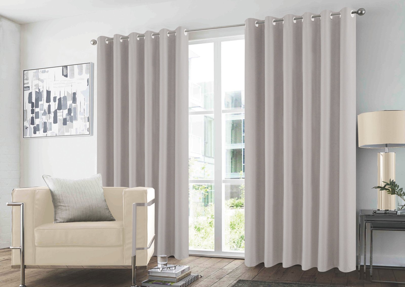 Panache Natural Premium Plain Blackout Curtains - Natural
