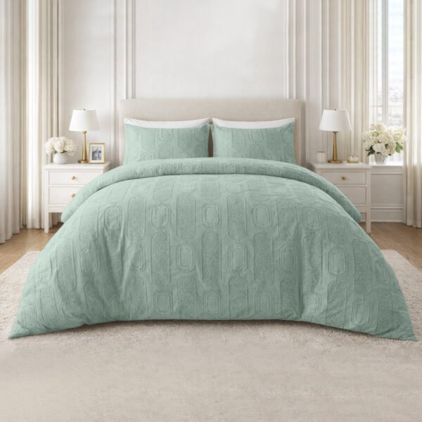 Luxury Linked Pattern Duvet Cover Set - Sage Green