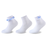 3 Pack Girls’ Premium Lace Socks with Bow - Blue