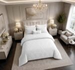 Luxury Linked Pattern Duvet Cover Set - White