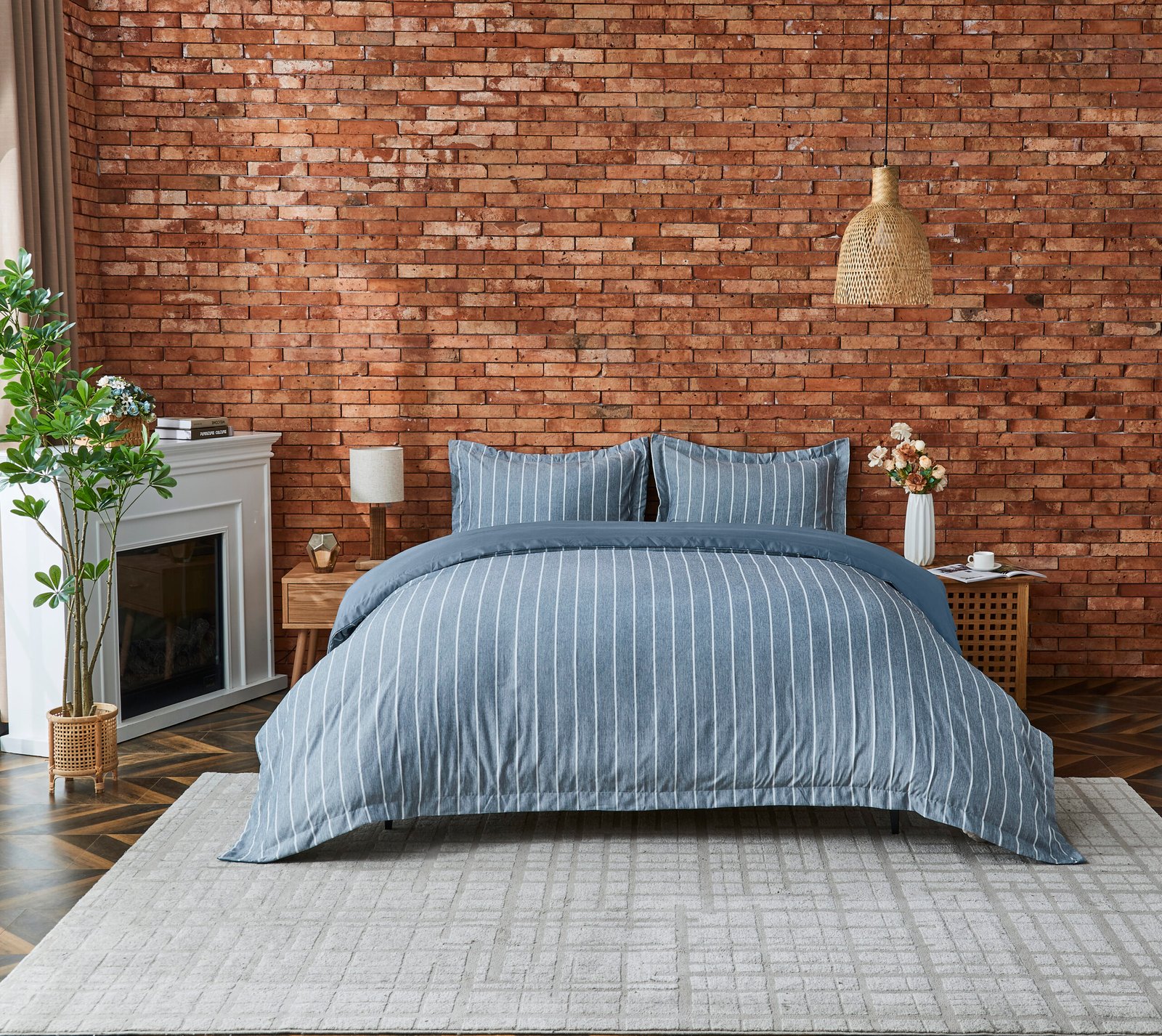 Wrexham Blue Luxury Wales Style Duvet Cover Set - Denim Blue