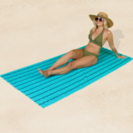 1 Pack Premium Pin Stripe Sand Free Towel - Aqua/Navy