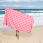 1 Pack Premium Pin Stripe Sand Free Towel - Pink