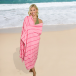 1 Pack Premium Pin Stripe Sand Free Towel - Pink