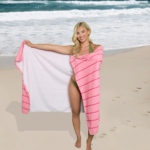 1 Pack Premium Pin Stripe Sand Free Towel - Pink