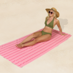 1 Pack Premium Pin Stripe Sand Free Towel - Pink