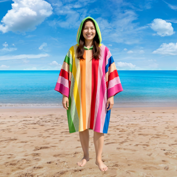 Luxury Vibrant Rainbow Beach Poncho - Multi