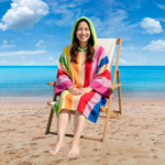 Luxury Vibrant Rainbow Beach Poncho - Multi