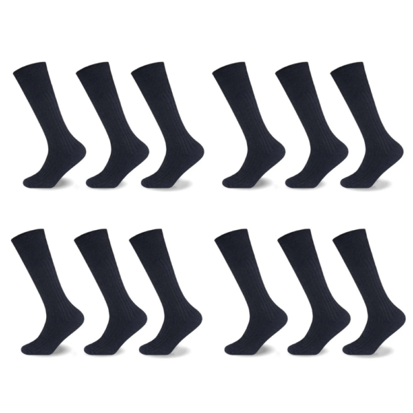 12 Pack Comfort Fit Men's Long Hose Socks - Black