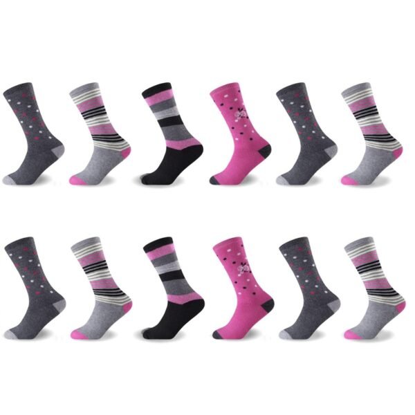 12 Pack Ladies Floral Brushed Socks - Multi